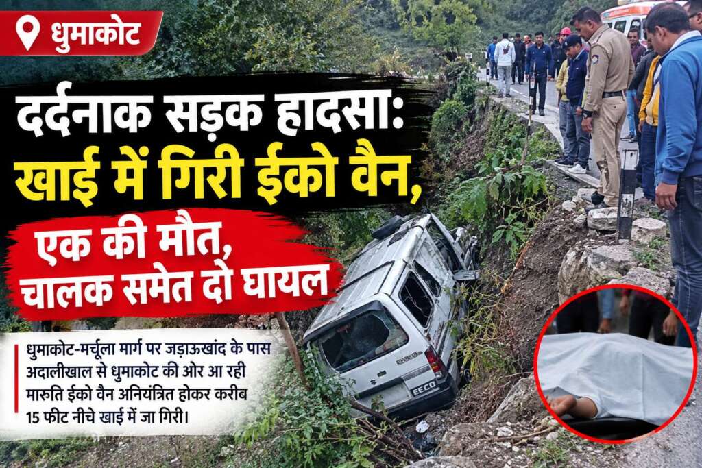 दर्दनाक हादसा: खाई में गिरी ईको वैन, एक की मौत, चालक समेत दो घायल