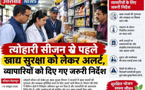 त्योहारी सीजन से पहले खाद्य सुरक्षा को लेकर अलर्ट, व्यापारियों को दिए गए जरूरी निर्देश