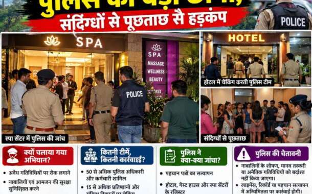स्पा सेंटर और होटलों में पुलिस की छापेमारी, मचा हड़कंप