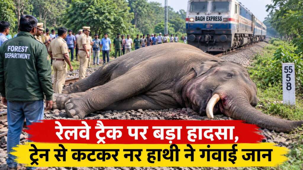 रेलवे ट्रैक पर बड़ा हादसा, ट्रेन से कटकर नर हाथी ने गंवाई जान